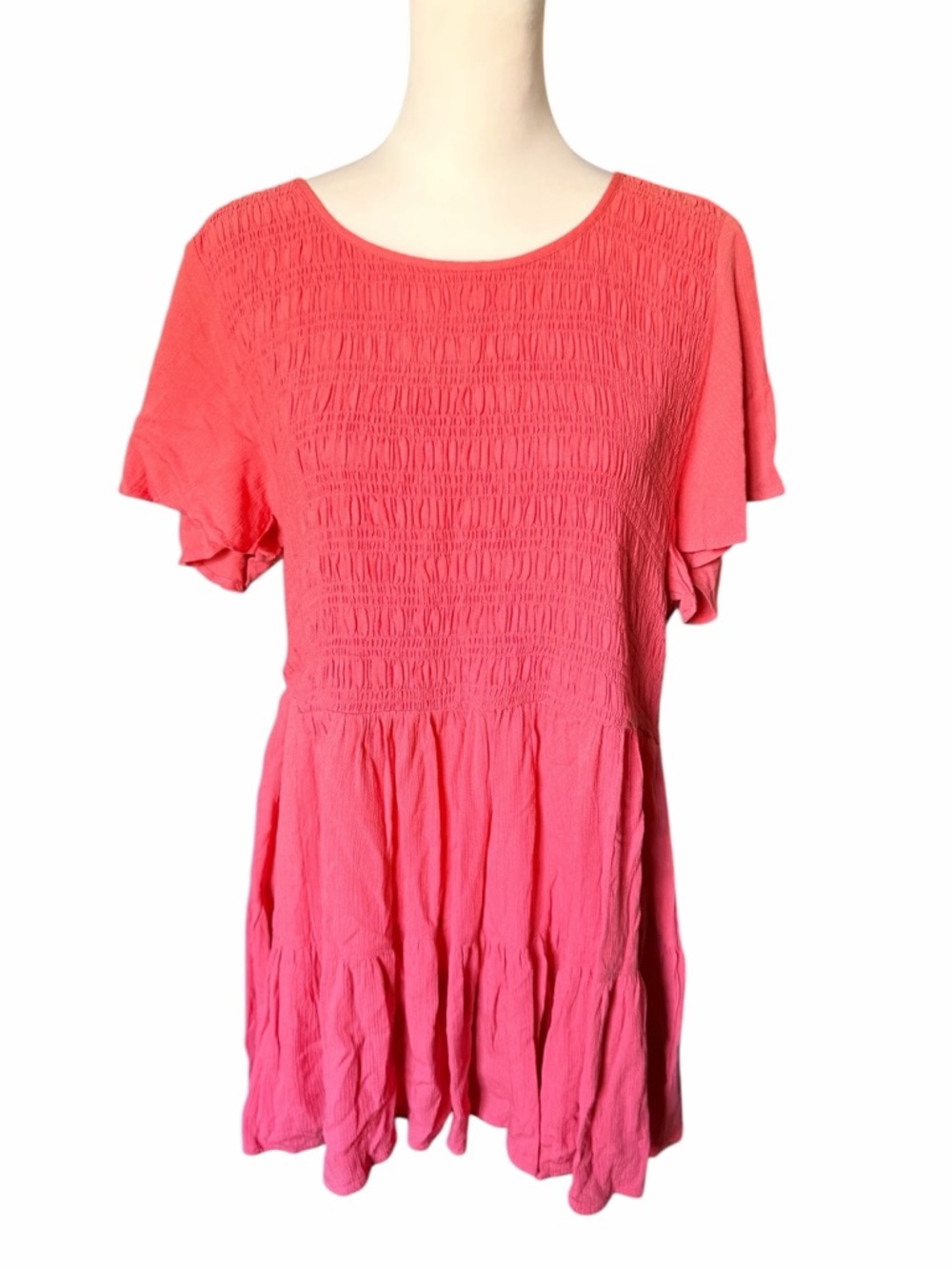 Torrid Coral / Pink Smocked Peasant Tunic Size 2